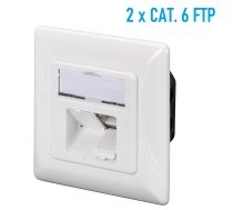 Datu rozete 2xRJ45 Cat.6 FTP LSA ar rāmi Balta /DN-9005-N