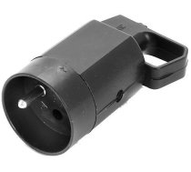 Kontaktligzda 315-05 ar zemējuma uzgaļiem 2P+Z 16A 250V IP20 BLACK VIPLAST 315-05