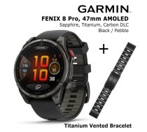 GARMIN fēnix® 8 Pro – 47 mm, AMOLED, Sapphire, Carbon DLC Ti + 22mm Titanium DLC Bracelet sporta pulkstenis