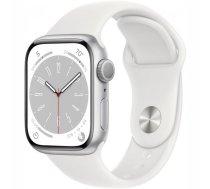 APPLE Watch Series 8 GPS + Cellular 41mm Silver Aluminium Case with White Sport Band sporta pulkstenis