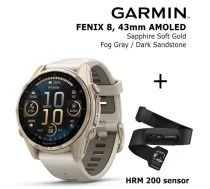 GARMIN Fenix 8 43 mm, AMOLED, Sapphire Soft Gold + HRM 200 Sensor sporta pulkstenis