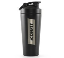 ICONFIT Stainless Steel Shaker 800ml, Black sporta pudele