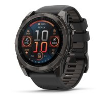 GARMIN Fenix 8 51 mm, AMOLED, Sapphire Carbon Gray DLC Titanium with Black/Pebble Gray Sil sporta pulkstenis