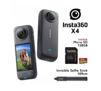 INSTA360 X4 8K 360 Camera + Selfie Stick 109 cm + Sandisk 128GB sporta kamera