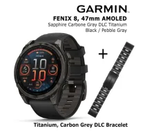GARMIN Fenix 8 47 mm, AMOLED, Sapphire Carbon + Titanium Bracelet Carbon Grey DLC, QuickFit 22mm sporta pulkstenis