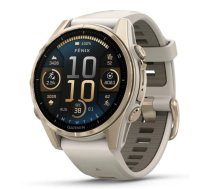GARMIN Fenix 8 43 mm, AMOLED, Sapphire Soft Gold with Fog Gray/Dark Sandstone Silicone Ban sporta pulkstenis