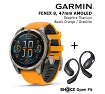 GARMIN Fenix 8 47 mm, AMOLED, Sapphire Titanium + SHOKZ Open Fit Black sporta pulkstenis