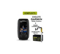 GARMIN STRIKER VIVID 4CV AR GT20-TM SONĀRU + AKUMULATORS 9AH 12V + SONĀRA STIPRINĀJUMS eholote