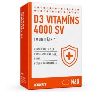 ICONFIT D3 Vitamīns 4000 SV Imunitatei, N60 uztura bagātinātājs