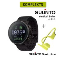 SUUNTO Vertical Solar, All Black + Suunto Sonic Lime sporta pulkstenis