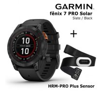 GARMIN fēnix 7 Pro Solar, Slate Gray Stainless Steel with Black + HRM-PRO Plus Sensor sporta pulkstenis