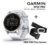 GARMIN epix Pro (Gen 2) 42 mm Silver Stainless Steel with whitestone + HRM PRO Plus Sensor sporta pulkstenis