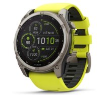 GARMIN Fenix 8 51 mm, Solar, Sapphire Titanium with Amp Yellow/Graphite Silicone Band sporta pulkstenis