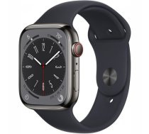 APPLE Watch Series 8 GPS + Cellular 45mm Graphite Stainless Steel Case with Midnight Sport Band sporta pulkstenis