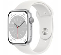 APPLE Watch Series 8 GPS 45mm Silver Aluminium Case with White Sport Band sporta pulkstenis