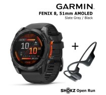 GARMIN Fenix 8 51 mm, AMOLED, Slate Gray + SHOKZ Open Run Black sporta pulkstenis