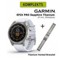 GARMIN epix Pro (Gen 2) Sapphire, 47 mm Titanium with whitestone + Titanium Vented Bracelet sporta pulkstenis