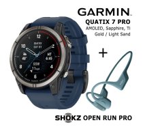 GARMIN Quatix 7 PRO AMOLED + Shokz Open Run Pro Blue sporta pulkstenis