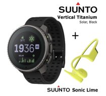 SUUNTO Vertical, Titanium Solar Black + Suunto Sonic Lime sporta pulkstenis