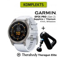 GARMIN epix Pro (Gen 2) Sapphire, 47 mm Titanium with whitestone + Theragun Elite sporta pulkstenis
