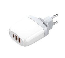 LANDIG GaN charger A3511Q, 2x USB + USB-C, 65W (white) lādētājs