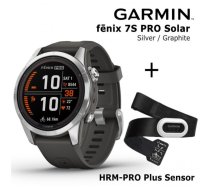 GARMIN fēnix 7S Pro Solar, Silver Stainless Steel with Graphite + HRM-PRO Plus Sensor sporta pulkstenis