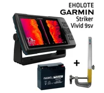 GARMIN STRIKER VIVID 9SV AR GT52HW-TM SONĀRU + AKUMULATORS 20AH 12V + SONĀRA STIPRINĀJUMS eholote