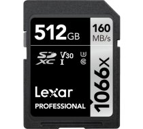 LEXAR SDXC Pro 1066x U3 UHS-I R160/W120 (V30) 512GB atmiņas karte
