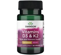 SWANSON Vitamins D3 & K2 - 2,000 Iu & 75 mcg 60 Veg Caps uztura bagātinātājs