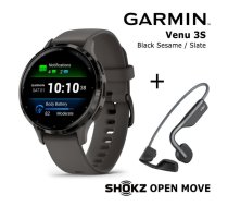 GARMIN Venu 3S, Black + Shokz Open Move Grey sporta pulkstenis