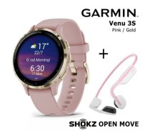 GARMIN Venu 3S, Pink, Gold + Shokz Open Move Pink sporta pulkstenis