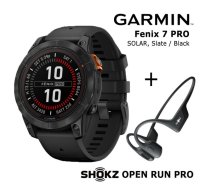 GARMIN fēnix 7 Pro Solar, Slate / Black + Shokz Open Run Pro Black sporta pulkstenis