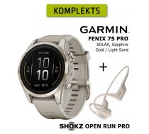 GARMIN fēnix 7S Pro Sapphire Solar, Soft Gold / Light Sand +Shokz Open Run Pro Beige sporta pulkstenis