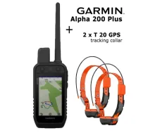 GARMIN Alpha 300 Handheld + 2 x T20 Collar, Advanced GPS Dog Tracking and Trainig elektriskā siksna ar pulti