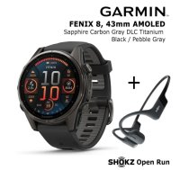 GARMIN Fenix 8 43 mm, AMOLED, Sapphire Carbon + SHOKZ Open Run Black sporta pulkstenis