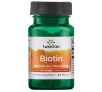 SWANSON Biotin - Timed-Release 10,000 mcg 60 Vegan Tabs uztura bagātinātājs