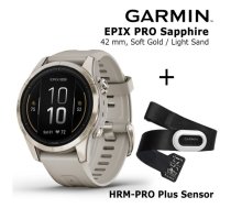 GARMIN epix Pro (Gen 2) Sapphire, 42 mm Soft Gold with light sand + HRM-PRO Plus Sensor sporta pulkstenis