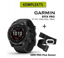 GARMIN epix Pro (Gen 2), 47 mm Slate Gray with black + HRM-PRO Plus Sensor sporta pulkstenis