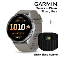 GARMIN Venu 4 - 45mm, Silver with Silver Gray + Index Sleep Monitor sporta pulkstenis