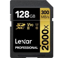 LEXAR SDXC Pro 2000X UHS-II U3 R300/W260 (V90) 128GB atmiņas karte