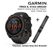 GARMIN Fenix 8 47 mm, AMOLED, Sapphire Carbon + Titanium Bracelet Carbon Grey DLC, QuickFit 22mm sporta pulkstenis