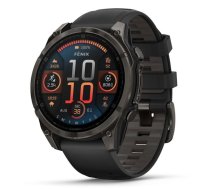 GARMIN Fenix 8 47 mm, AMOLED, Sapphire Carbon Gray DLC Titanium with Black/Pebble Gray Sil sporta pulkstenis