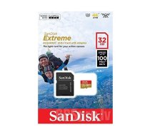 SANDISK Extreme microSDHC 32GB + SD Adapter for Action Sports Cameras 100MB/s A1 C10 V30 UHS-I U3 atmiņas karte