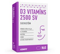 ICONFIT D3 Vitamīns 2500 Sievietem, N60 uztura bagātinātājs