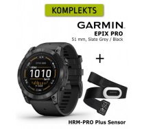 GARMIN epix Pro (Gen 2), 51 mm Slate Gray with black + HRM-PRO Plus Sensor sporta pulkstenis