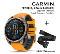 GARMIN Fenix 8 47 mm, AMOLED, Sapphire Titanium + HRM 200 Sensor sporta pulkstenis