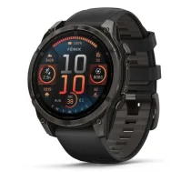 GARMIN Fenix 8 47 mm, AMOLED, Sapphire Carbon Gray DLC Titanium with Black/Pebble Gray Sil sporta pulkstenis