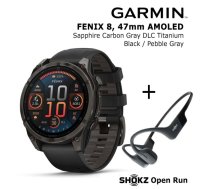 GARMIN Fenix 8 47 mm, AMOLED, Sapphire Carbon + SHOKZ Open Run Black sporta pulkstenis