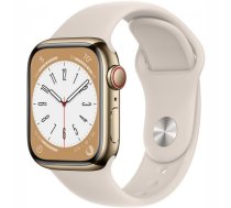 APPLE Watch Series 8 GPS + Cellular 45mm Gold Stainless Steel Case with Starlight Sport Band sporta pulkstenis