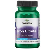 SWANSON Iron Citrate - Active Form 25 mg 60 Vegan Caps uztura bagātinātājs